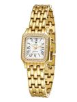 O.M.J Women's Square Watch Gold-Tone Stainless Steel Crystal Bezel 3ATM Water Resistant