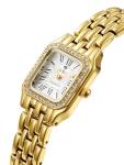 O.M.J Women's Square Watch Gold-Tone Stainless Steel Crystal Bezel 3ATM Water Resistant