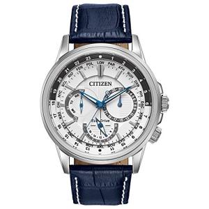 Citizen Men's Eco-Drive Classic Calendrier Blue Leather Strap Watch, 12/24 Hour Time, 3-Hand Day and Date, Anti-Reflective Mineral Crystal, Luminous Hands, 44mm (Model: BU2020-02A)