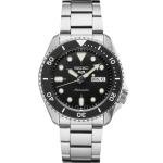 Seiko SRPD55 Automatic Watch for Men - 5 Sports - Black Dial, Day/Date Calendar, LumiBrite Hands and Markers, and Rotating Bezel, 100m Water-Resistant