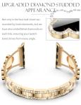 CTYBB Bling Diamond Band Compatible with Apple Watch Bands for Women 40mm 41mm 38mm 42mm Series 11 10 9 8 7 6 5 4 SE 3 2 1, Sparkle Metal Bracelet Wristband, Cute Lucky Clover Dressy iWatch Band,Gold/Black