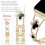 CTYBB Bling Diamond Band Compatible with Apple Watch Bands for Women 40mm 41mm 38mm 42mm Series 11 10 9 8 7 6 5 4 SE 3 2 1, Sparkle Metal Bracelet Wristband, Cute Lucky Clover Dressy iWatch Band,Gold/Black