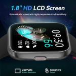 Smart Watches for Men Android & iPhone, 1.8" Alexa Built-in Smartwatches Fitness Tracker Watch with Bluetooth Calls, IP68 Waterproof, Heart Rate/Sleep/SpO2 Monitor, 110 Sport Modes - Black