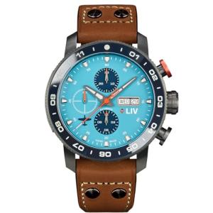 LIV P-51 Titanium 46MM Swiss Automatic Day-Date Chrono Men's Watch - Unidirectional Ceramic Bezel- High-Grade Titanium Case - Sapphire Crystal