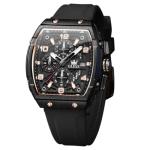 OLEVS Black Watches for Men Dress Mens Black Watch Military Rubber Big Face Analog Quartz Rectangle Rose Gold Wrist Watches for Man Waterproof Date Silicone Luxury Square Reloj para Hombre