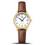 LN LENQIN Ladies Watches Analog Quartz Watch for Women Waterproof Women's Wrist Watches Easy Reader Womens Watch with Leather Strap (Dark Brown Gold White)
