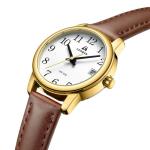 LN LENQIN Ladies Watches Analog Quartz Watch for Women Waterproof Women's Wrist Watches Easy Reader Womens Watch with Leather Strap (Dark Brown Gold White)