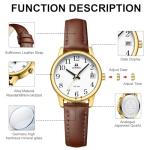 LN LENQIN Ladies Watches Analog Quartz Watch for Women Waterproof Women's Wrist Watches Easy Reader Womens Watch with Leather Strap (Dark Brown Gold White)