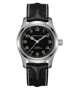 Hamilton Watch Khaki Field Murph Auto, Stainless Steel Case 42mm, Black Leather Strap (H70605731)