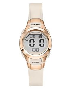Armitron Sport Women's 45/7012PBH Rose Gold-Tone Accented Digital Chronograph Blush Pink Resin Strap Watch