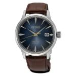 SEIKO SRPK15 Automatic Watch for Men - Presage Collection - Blue Patterned Dial with Stainless Steel Case and Leather Band - Water-Resistant 50M