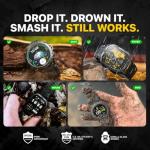 CARBINOX Blaze Smart Watch with GPS (Sport Mode), Rugged Fitness Tracker Waterproof IP69K, Compatible with Android and iOS, 170+ Sports Modes, Gorilla Glass Screen, Make/Receive Calls (Square)