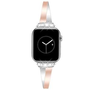 MOINSPIRE Silver Slim Band for Women Compatible with Apple Watch 38mm 40mm 41mm 42mm(S10/11) Designer Bling Jewelry Dressy Bracelet Adjustable Metal Strap for iWatch Series 11/10/9/8/7/6/5/4/SE 3/2/1