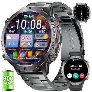 LIGE Smart Watches for Men with 900mAh Battery(60+Standby),1.73" AMOLED with Bluetooth Call,110+ Sports Mode Tactical Fitness Tracker/Heart Rate Sleep Health Monitor/Android iOS Military Smart Watch