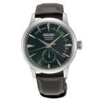 SEIKO SSA459 Automatic Watch for Men - Presage Collection - Rich Green Patterned Dial - Stainless Steel, Leather Band- Water-Resistant 50M