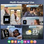 Smart Watch for Men Women, 1000mAh Battery 100-Day Standby Time, 1.85" HD Screen Fitness Tracker, 110+ Sport Modes, IP68 Waterproof, Heart Rate/Sleep Monitor, Fitness Watch for Android/iPhone(Black)