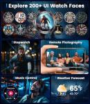 LIGE 1.43" AMOLED Smart Watch for Men with Flashlight, Bluetooth Calling, 100+ Sport Modes, 530mAh, IP68 Waterproof Fitness Tracker for Workout, iOS Android Compatible, Black Steel Camouflage Silicone