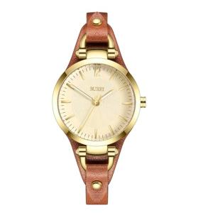 BUREI Women Watches Simple Leather Strap Watch Luxury Quartz Watches Small Thin Ladies Watch Bracelet Band Wristwatch Relogio Feminino (Golden Face)
