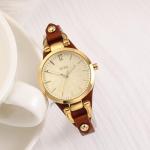 BUREI Women Watches Simple Leather Strap Watch Luxury Quartz Watches Small Thin Ladies Watch Bracelet Band Wristwatch Relogio Feminino (Golden Face)