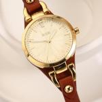 BUREI Women Watches Simple Leather Strap Watch Luxury Quartz Watches Small Thin Ladies Watch Bracelet Band Wristwatch Relogio Feminino (Golden Face)