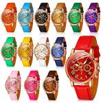 Yinkin 14 Pcs Assorted Platinum Watch Unisex Quartz Watch Sets for Women Men Ladies Watches Roman Numerals PU Leather Women's Wrist Watches