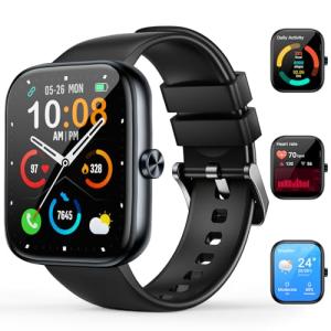 Smart Watch for Men Women with Bluetooth Calls, 1.83" HD Touchscreen Fitness Tracker, 110+ Sport Modes, Heart Rate/Sleep Monitor/Pedometer, IP68 Waterproof, Activity Tracker for Android iOS, Black