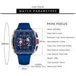 MF MINI FOCUS Men's Watch Fashion Tonneau Wrist Watches (Chronograph/Waterproof/Luminous/Calendar) Silicon Strap Quartz Watches for Men (Black & Golden)