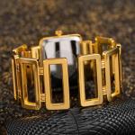 Weicam Luxury Women Crystal Rectangle Dial Watch Cuff Bangle Bracelet Analog Quartz Wristwatches (Gold)