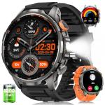 Military Smart Watches for Men, Smart Watch with 100 Days Battery/Flashlight/Heart Rate/Sleep/SpO2 Monitor/Calling/110+ Sports Mode, 5 ATM Rugged Men's Fitness Tracker Watch for Android iPhone(Black)