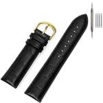 EACHE 18mm Black Leather Watch Bands, Classical Genuine Leather Watch Strap for Men Women18mm Black-Gold Buckle