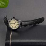 EACHE 18mm Black Leather Watch Bands, Classical Genuine Leather Watch Strap for Men Women18mm Black-Gold Buckle