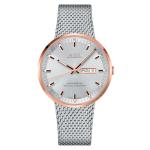 MIDO Commander Icône - Swiss Automatic Chronometer Watch for Men - Silver Dial - 42mm Stainless Steel Case with Rose Gold-Color PVD Coated Bezel - Integrated Bracelet - M0316312103100