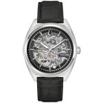 Bulova Men's Automatic Dress Classic Surveyor Watch, Black Leather Strap, Full Skeleton Dial, 42 Hour Power Reserve, 41mm