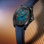 MIDO Multifort TV Big Date - Swiss Automatic Watch for Men - 40mm Black PVD Case - Blue Dial - Blue Fabric Strap with Orange Stitching- M0495263704100