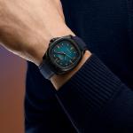 MIDO Multifort TV Big Date - Swiss Automatic Watch for Men - 40mm Black PVD Case - Blue Dial - Blue Fabric Strap with Orange Stitching- M0495263704100