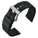 ANNEFIT Quick Release Watch Bands 20mm, Military Nylon Watch Strap for Men, Heavy Duty Stainless Steel Brushed Silver Buckle (Black)