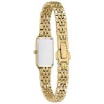 Citizen Ladies' Eco-Drive Classic Dress Corso Gold Tone Stainless Steel Rectangle Watch with Champagne Dial, 2-Hand, Jewelry Clasp