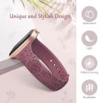 AMSKY 6 Pack Slim Floral Engraved Bands Compatible with Apple Watch Band 40mm 41mm 42mm 38mm 44mm 45mm 46mm 49mm for Women,Cute Silicone Sport Strap for iWatch Series 10 Ultra 9 8 7 6 5 4 3 2 1 SE