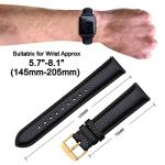 ANNEFIT Watch Band 18mm, Quick Release Textured Padded Leather Straps with Gold Buckle for Men and Women (Black)