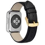 ANNEFIT Watch Band 18mm, Quick Release Textured Padded Leather Straps with Gold Buckle for Men and Women (Black)