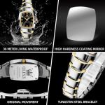 OLEVS Watches for Women Fashion Vintage Black Small Square Face Ladies Watch Luxury Silver and Gold Two Tone Stainless Steel Waterproof Women's Watches Analog Dainty Dress Female Watch Reloj Mujer