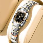 OLEVS Watches for Women Fashion Vintage Black Small Square Face Ladies Watch Luxury Silver and Gold Two Tone Stainless Steel Waterproof Women's Watches Analog Dainty Dress Female Watch Reloj Mujer