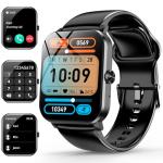 Smart Watch, 1.85" Smartwatch for Men Women (Answer/Make Call), Heart Rate, Sleep Monitor, Pedometer, Spo2, Activity Tracker, IP68 Waterproof Fitness Watch for Android iOS (Black)