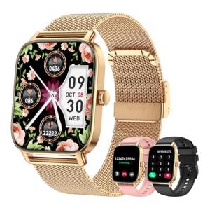 Smart Watch for Women Fitness Tracker: Gold Make Answer Call Waterproof Running Smartwatch Android Phone iPhone Samsung Compatible Digital Mens Watches Pedometer Step Tracker Heart Rate Monitor