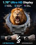 Karchilor Military Smart Watches for Men, 1.7″ Smartwatch with 1000 mAh Battery/2 Straps/Led Flashlight/Heart Rate/Sleep Monitor 100+ Sport Modes, Answer/Make Calls Fitness Watch for Android/iPhone