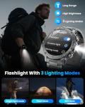 Karchilor Military Smart Watches for Men, 1.7″ Smartwatch with 1000 mAh Battery/2 Straps/Led Flashlight/Heart Rate/Sleep Monitor 100+ Sport Modes, Answer/Make Calls Fitness Watch for Android/iPhone