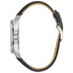 Bulova Men's Precisionist 3-Hand Calendar Stainless Steel with Black Leather Strap and Blue Dial Style: 96B257