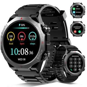 Military Smart Watches for Men (Answer/Make Calls), 1.39" HD Watches, Heart Rate/Sleep Monitor, 110+ Sports Modes Watch for Men,Watch, 30Day, Watches for Android/iPhone, Black