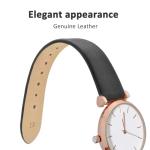 WOCCI 16mm Lug Width, Elegant Watch Band, Genuine Leather Replacement Strap with Gold Buckle (Black)