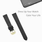 WOCCI 16mm Lug Width, Elegant Watch Band, Genuine Leather Replacement Strap with Gold Buckle (Black)